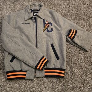 Gray Ice Cream Jacket with Orange and Black Stripes